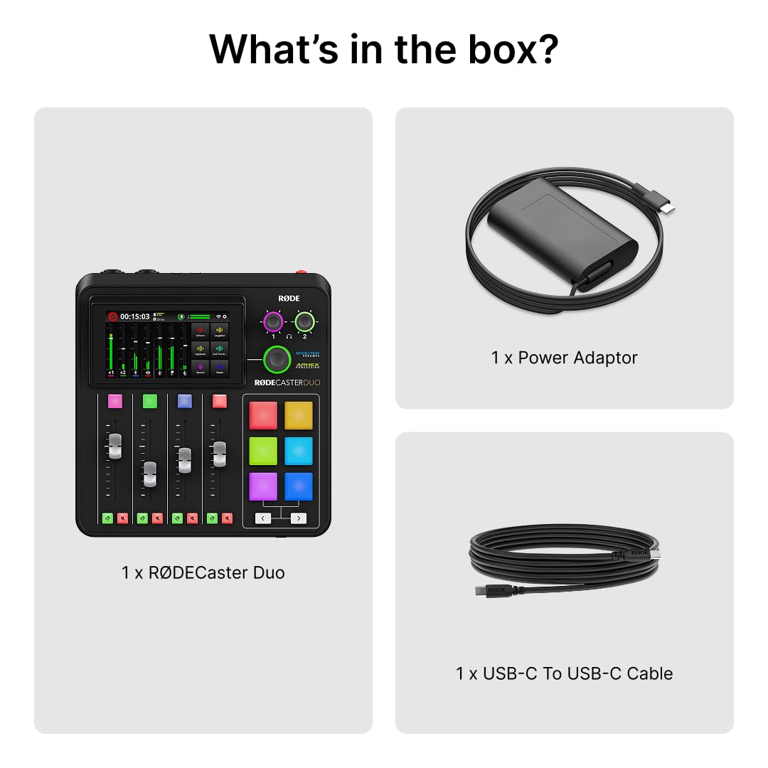 RØDE RØDECaster Duo Compact All-in-One Audio Production Solution for Podcasting, Streaming, Music Production and Content Creation (Black)