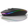 Uiosmuph LED Wireless Mouse, G12 Slim Rechargeable Silent Mouse, 2.4G Portable USB Optical Computer Mice with USB Receiver and Type C Adapter (Matte Black)