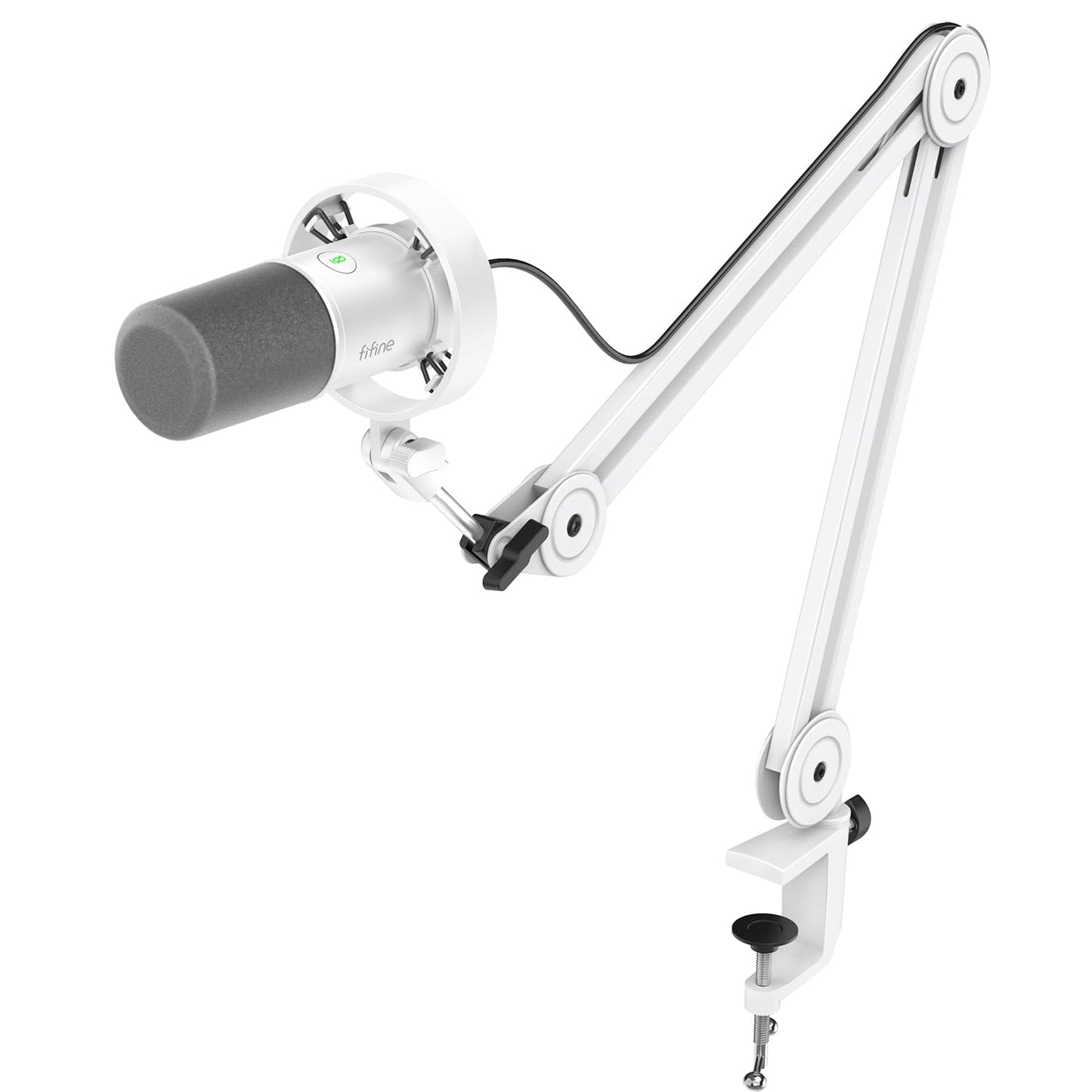 FIFINE Podcast XLR/USB Microphone Kit, Studio Dynamic Vocal Mic for Recording, Streaming, Voice-Over, PC Microphone with Boom Arm with Mute, Headphone Monitoring, Metal-AmpliTank K688T White