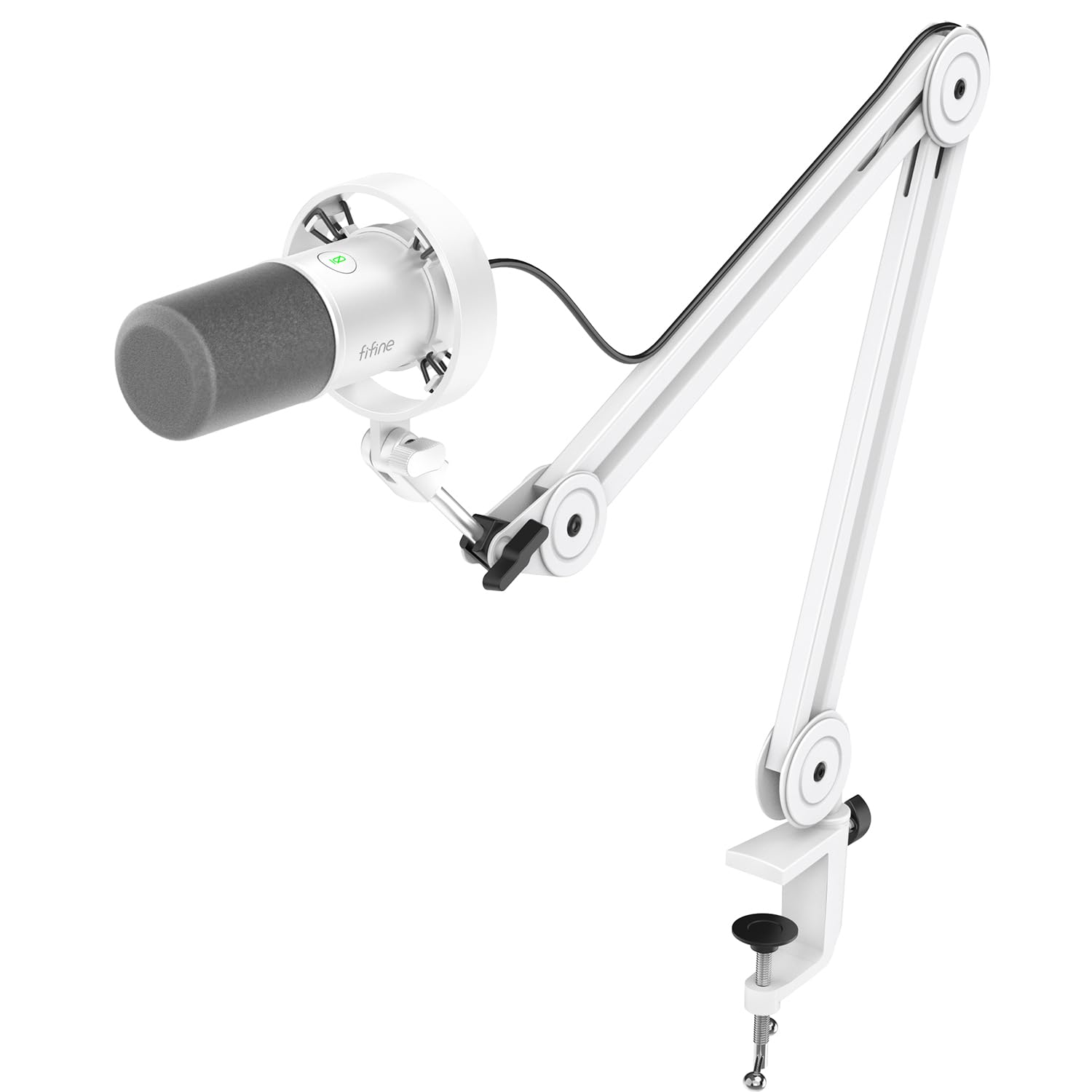 FIFINE Podcast XLR/USB Microphone Kit, Studio Dynamic Vocal Mic for Recording, Streaming, Voice-Over, PC Microphone with Boom Arm with Mute, Headphone Monitoring, Metal-AmpliTank K688T White