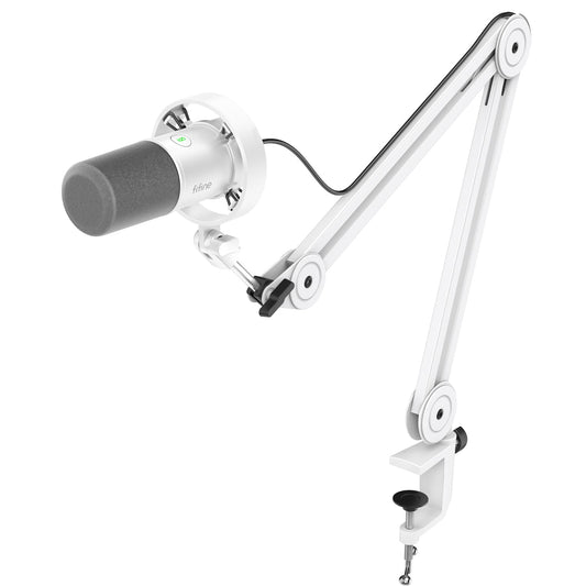 FIFINE Podcast XLR/USB Microphone Kit, Studio Dynamic Vocal Mic for Recording, Streaming, Voice-Over, PC Microphone with Boom Arm with Mute, Headphone Monitoring, Metal-AmpliTank K688T White