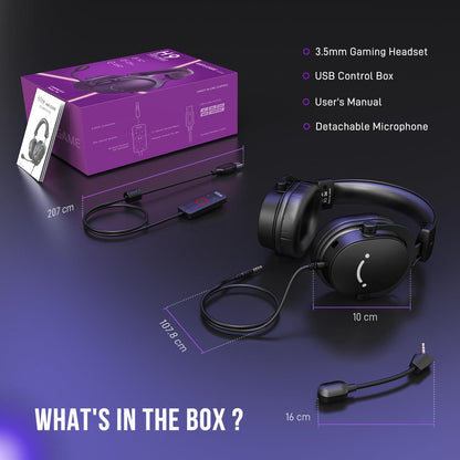 FIFINE Wired Gaming Headset, Gamer Headset with 3.5mm and USB Dual Connectivity, 7.1 Surround Sound, Tuned 50mm Drivers, Detachable Mic, Over-Ear Headphones for PC/PS5/Xbox, Black-AmpliGame H9