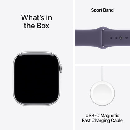 Apple Watch Series 11 [GPS + Cellular 46mm] Smartwatch with Silver Aluminum Case with Purple Fog Sport Band - M/L. Sleep Score, Fitness Tracker, Health Monitoring, Always-On Display, Water Resistant