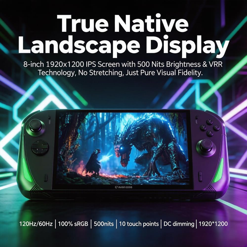AOKZOE A1 X Gaming Handheld PC | AMD Ryzen AI 9 HX 370 | 32GB LPDDR5x RAM | 1TB PCIe 4.0 SSD | 8" 1200p 500nits VRR Display | 72.7Wh Battery + 100W GaN Fast Charge | Windows 11 Home Portable Console
