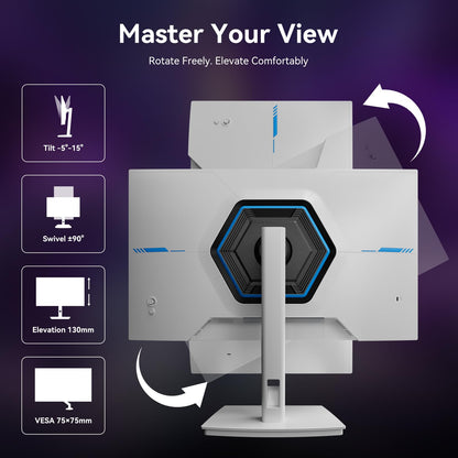 DJiEX 27 Inch 320Hz Gaming Monitor, 2K QHD 2560 x 1440P IPS Computer Display, HDR10, FreeSync, Height/Swivel/Tilt Adjustable Ergonomic Stand, 2*HDMI/2*DP, VESA Mountable, White