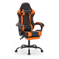 Big and Tall Gaming Chair with Footrest, Ergonomic Computer Desk Chair with Lumbar Support & Headrest, High Back PU Leather Gaming Office Chair, Reclining Swivel Task Chair for Office or Gaming