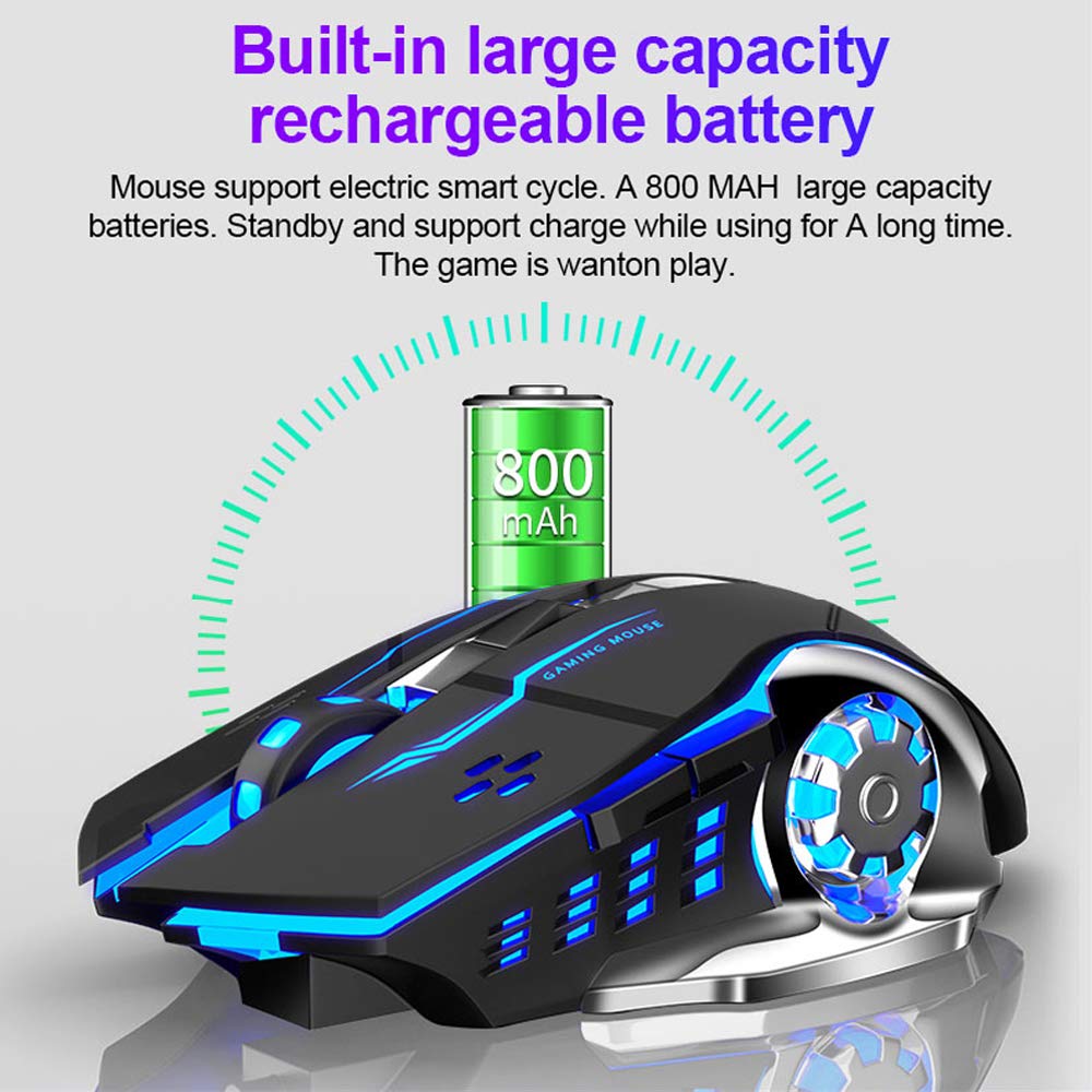AULA SC100 Silent White Wireless Mouse Rechargeable, RGB LED Backlit, DPI Adjustable, 2.4G Wireless Optical Computer Gaming Mice with USB Receiver, Punk Cool Mouse for Office/Games