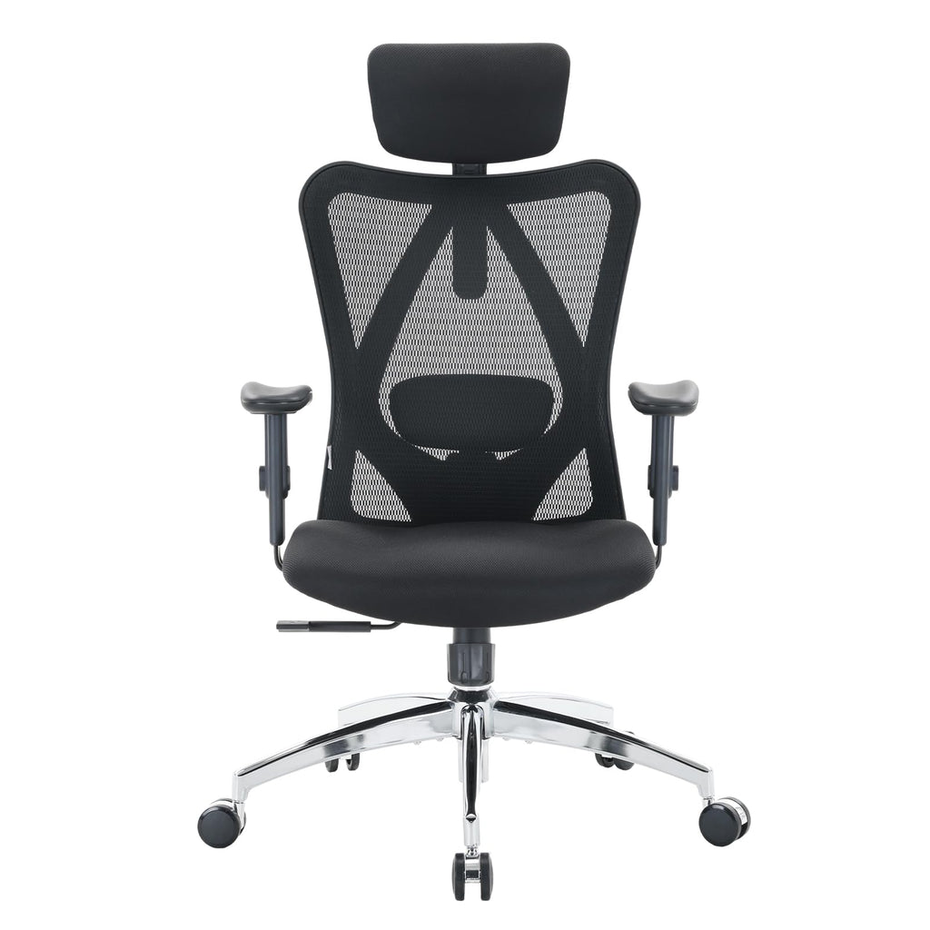 SIHOO M18 Ergonomic Office Chair, High Back Mesh Desk Chair with Adjustable Headrest & Lumbar Support, 330lbs Capacity Computer Chair with 2D Armrests & Wide Cushion, Tilt Lock, for Home Office-Black