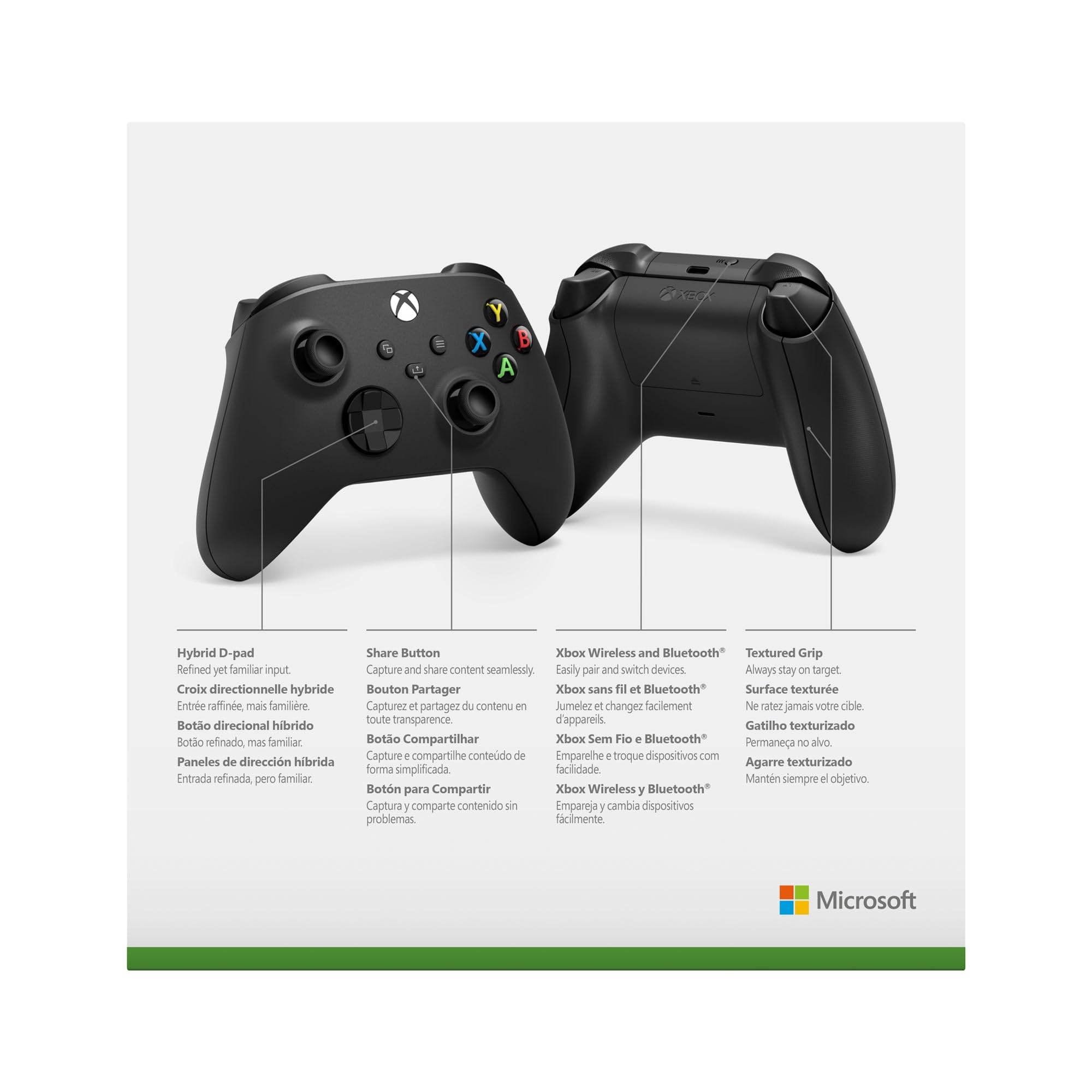 XBOX Wireless Gaming Controller | Carbon Black | Console, PC, & Android | Textured Grip | Wireless, Bluetooth, USB-C Connectivity