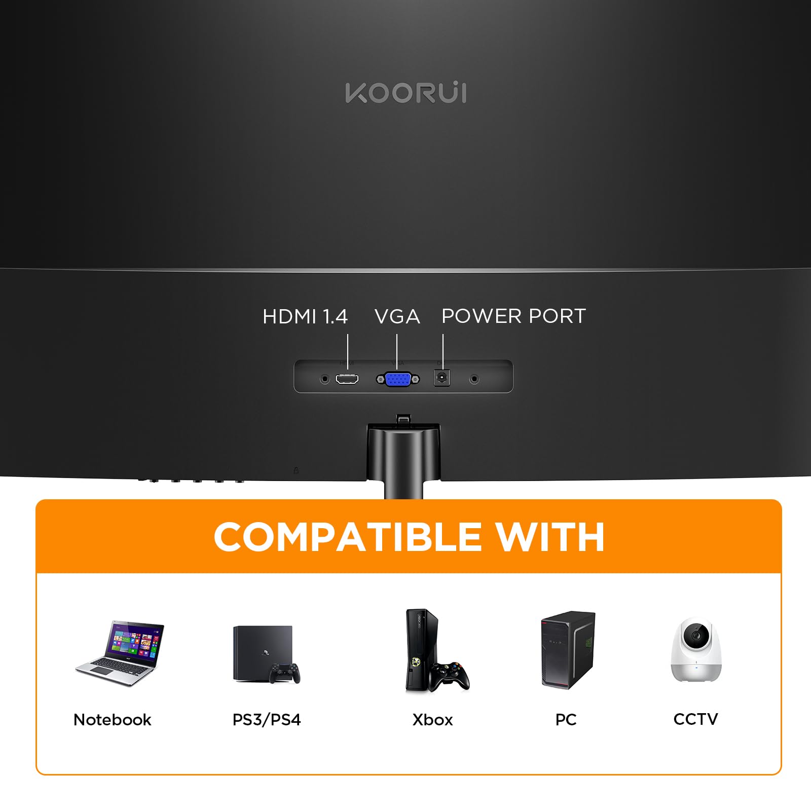KOORUI 24 inch Curved Monitor, Full HD 1080P Curved Computer Monitor, 100Hz 1500R PC Screen, TÜV Rheinland Certified, HDMI VGA, Tilt Adjustment, LCD Display, Eye Care, Black 24N5CA