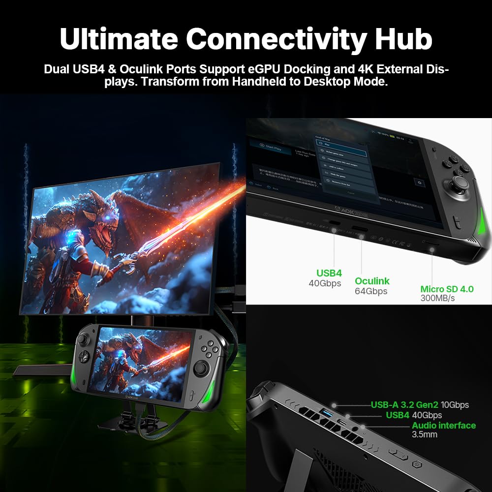 AOKZOE A1 X Gaming Handheld PC | AMD Ryzen AI 9 HX 370 | 32GB LPDDR5x RAM | 1TB PCIe 4.0 SSD | 8" 1200p 500nits VRR Display | 72.7Wh Battery + 100W GaN Fast Charge | Windows 11 Home Portable Console