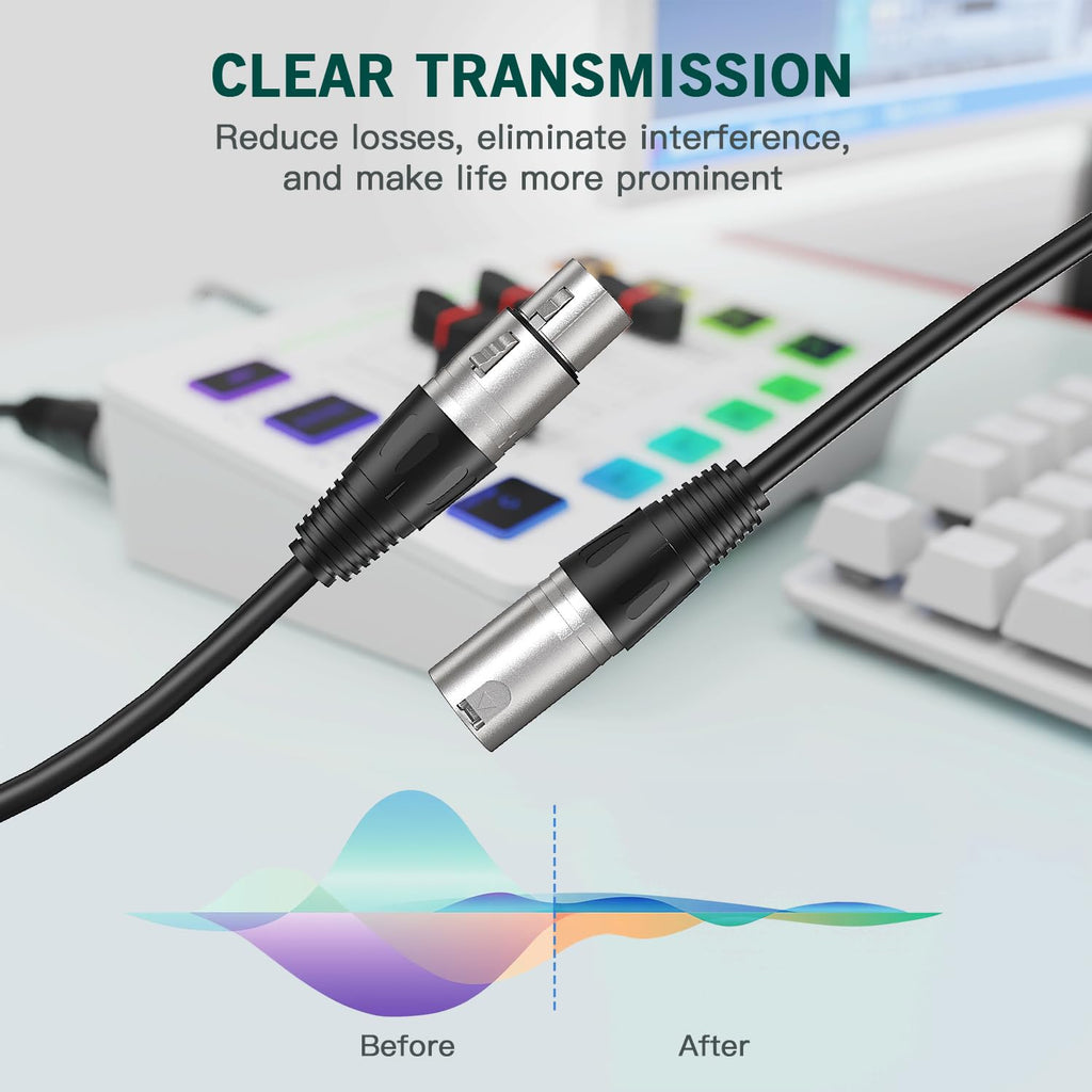 FIFINE XLR Cable, Microphone Audio Cable, 9.8ft Cable with Balanced 3 PIN, XLR Male to Female Cord, Compatible with XLR Microphone for Recording Podcast Streaming, Black-L9