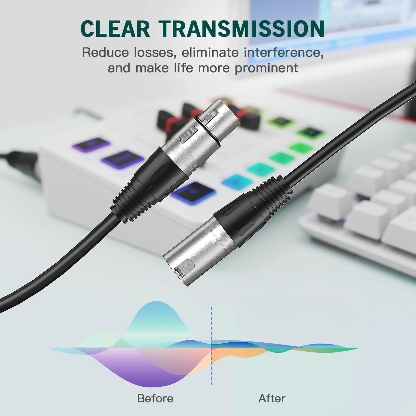 FIFINE XLR Cable, Microphone Audio Cable, 9.8ft Cable with Balanced 3 PIN, XLR Male to Female Cord, Compatible with XLR Microphone for Recording Podcast Streaming, Black-L9
