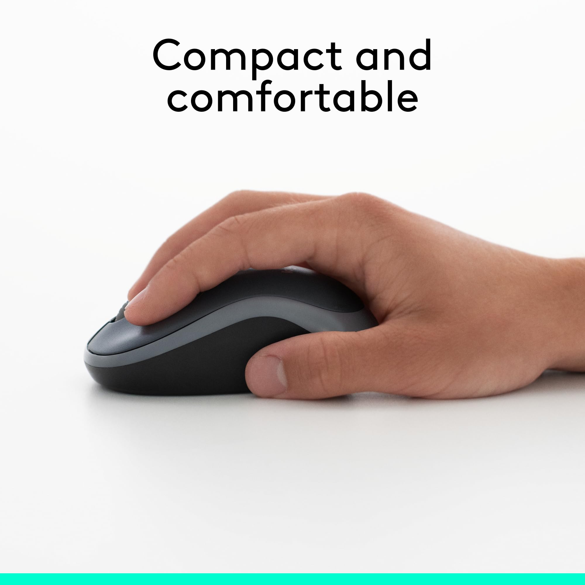 Logitech M185 Wireless Mouse, 2.4GHz with USB Mini Receiver, 12-Month Battery Life, 1000 DPI Optical Tracking, Ambidextrous, Compatible with PC, Mac, Laptop - Swift Grey