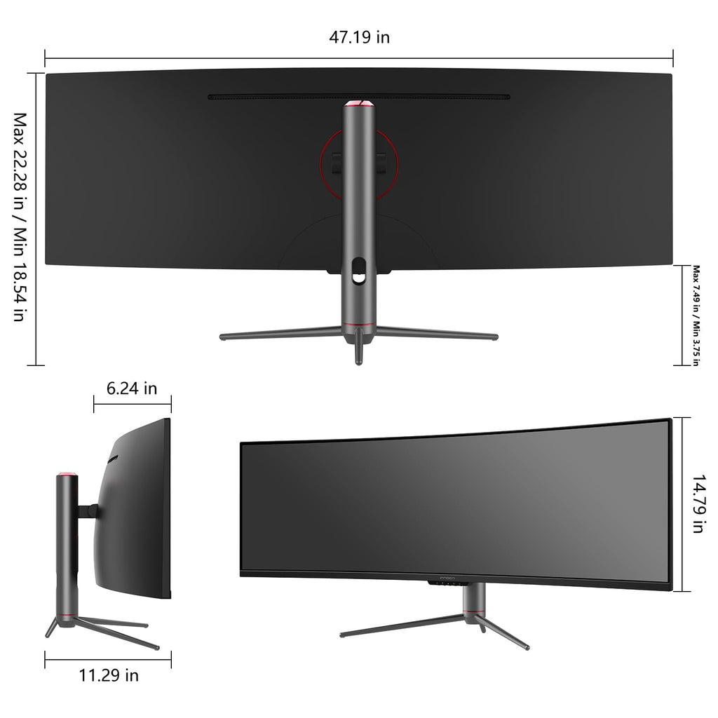 INNOCN 49" 240Hz Curved Monitor Ultrawide Gaming QHD 5120 x 1440P Computer Monitor, R1800, 99% sRGB, HDR400, USB Type C, DisplayPort, HDMI, Built-in Speakers, Height/Tilt Adjustable - 49C1S