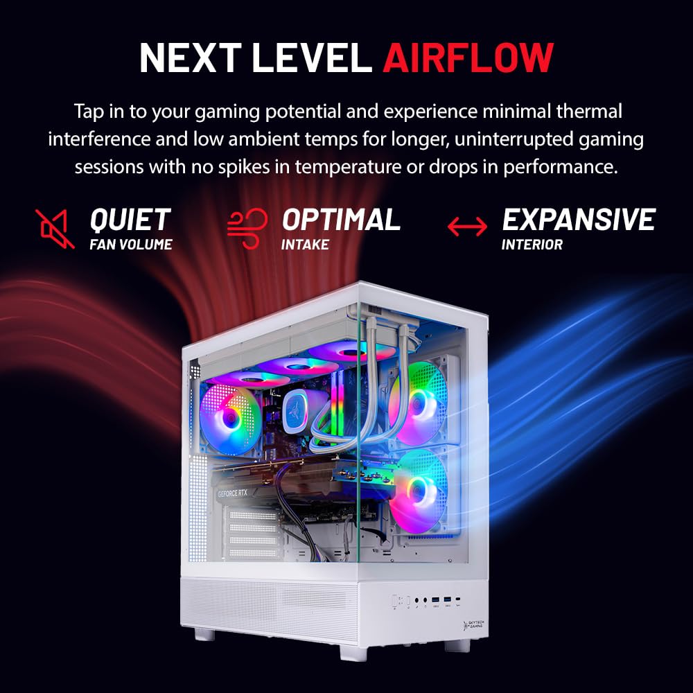 Skytech Gaming Azure 3 Gaming PC, AMD Ryzen 7 7800X3D 4.2GHz, NVIDIA RTX 5060 Ti 16GB VRAM, 1TB Gen4 NVMe SSD, 16GB DDR5 RAM 6000, 650W Gold PSU, 360 ARGB AIO, WI-FI 5, Windows 11, Desktop