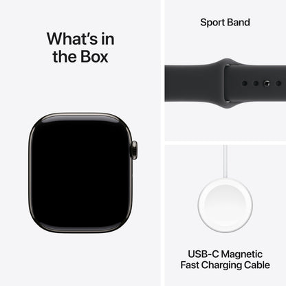 Apple Watch Series 11 [GPS + Cellular 46mm] Smartwatch with Slate Titanium Case with Black Sport Band - M/L. Sleep Score, Fitness Tracker, Health Monitoring, Always-On Display, Water Resistant