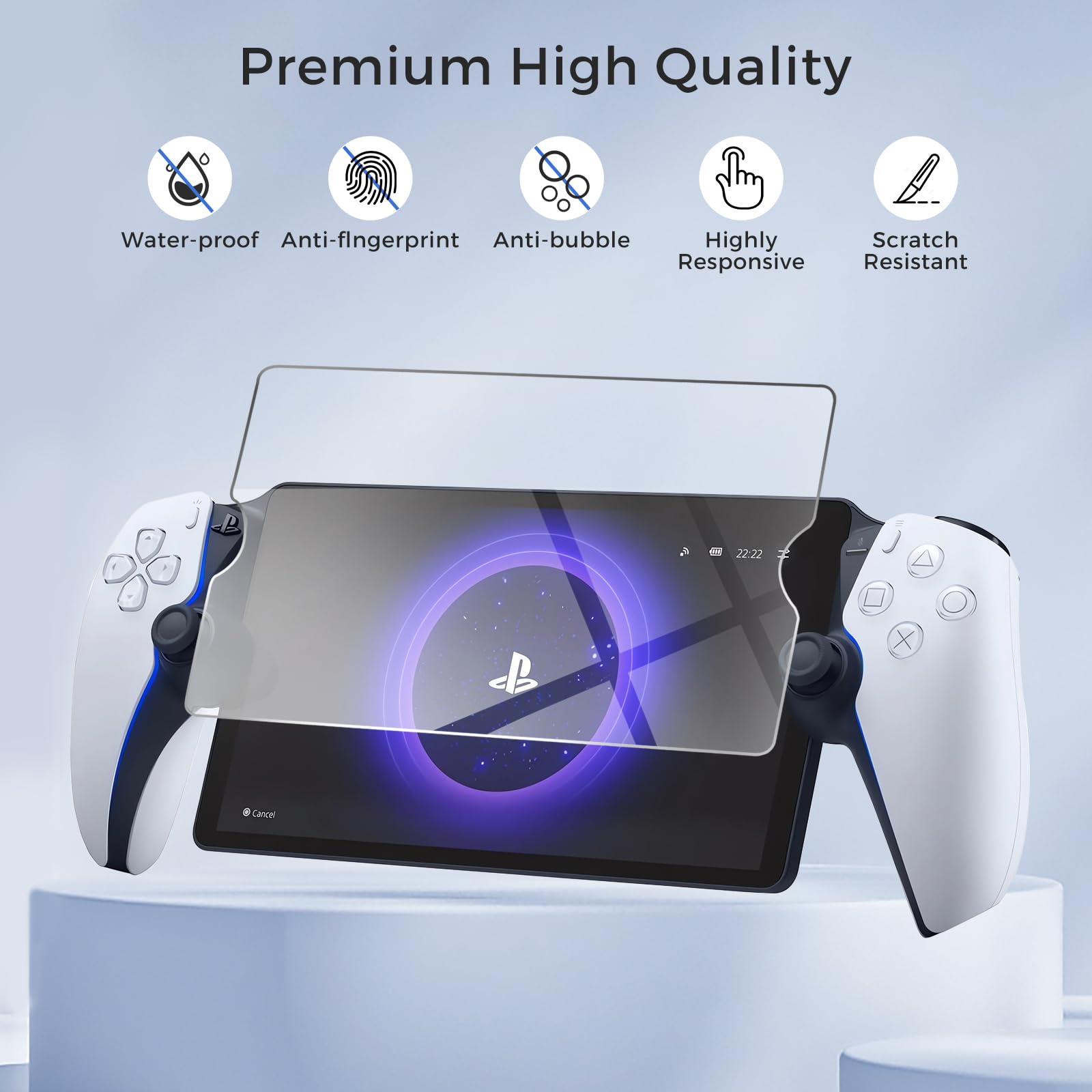 CoBak Hard Carrying Shell Case for PlayStation Portal Remote Player - with 2 Screen Protector, 1 Grip Case, 4 Thumb Grip Caps, Hard Outer Cover for PS5 Portal, Black