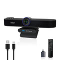 TONGVEO 3-in-1 4K Webcam with Microphones and Speaker, AI Auto-Tracking 5X Digital Zoom Webcam 4K Adjustable Field of View Remote Control Works with Microsoft Teams, Zoom, Google Meet, PC Mac Laptop