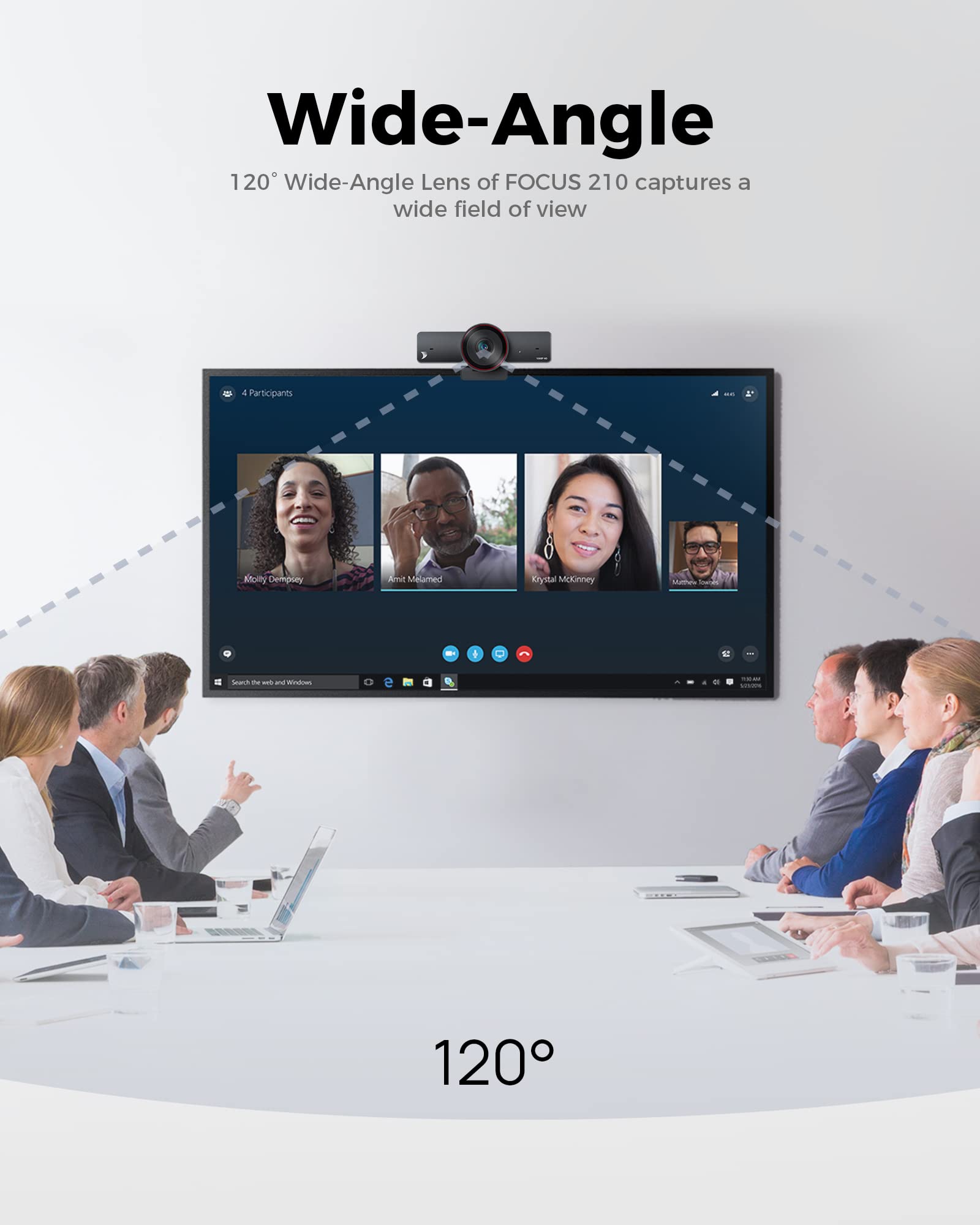 WYRESTORM 4K AI Tracking Conference Webcam, Auto Framing & Presenter Tracking, 120° Wide Angle, Dual Noise Cancelling Mics, Privacy Cover, USB Plug & Play, Zoom Certified for Teams Meeting Rooms