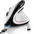 Uineer Ergonomic Wireless Vertical Mouse, Tri-Mode Bluetooth 5.0/4.0 and 2.4G USB, Rechargeable Silent Computer Mouse for Laptop, MacBook, iPad and PC, 4 DPI Levels, LED Light, 3-Device Switching