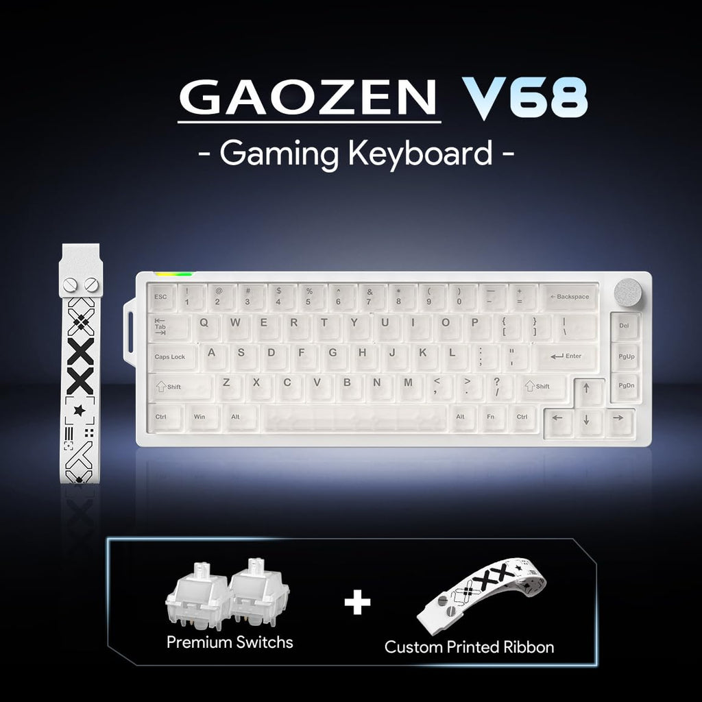 Gaozen x FURYCUBE 68% Mechanical Gaming Keyboard with RGB Backlit, Wired Keyboard Volume Knob Gasket Mount with PBT Keycaps,Pre-lubed Linear Switches, Hot-Swap Creamy Keyboard, for FPS Games