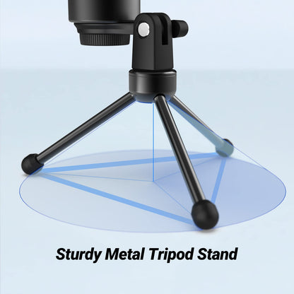 FIFINE Tripod Stand for Desktop Microphone with Non-slip Rubber Feet, Sturdy Metal Construction, Foldable Desk Mic Stand for Gaming, Podcasting, Meetings, Chatting