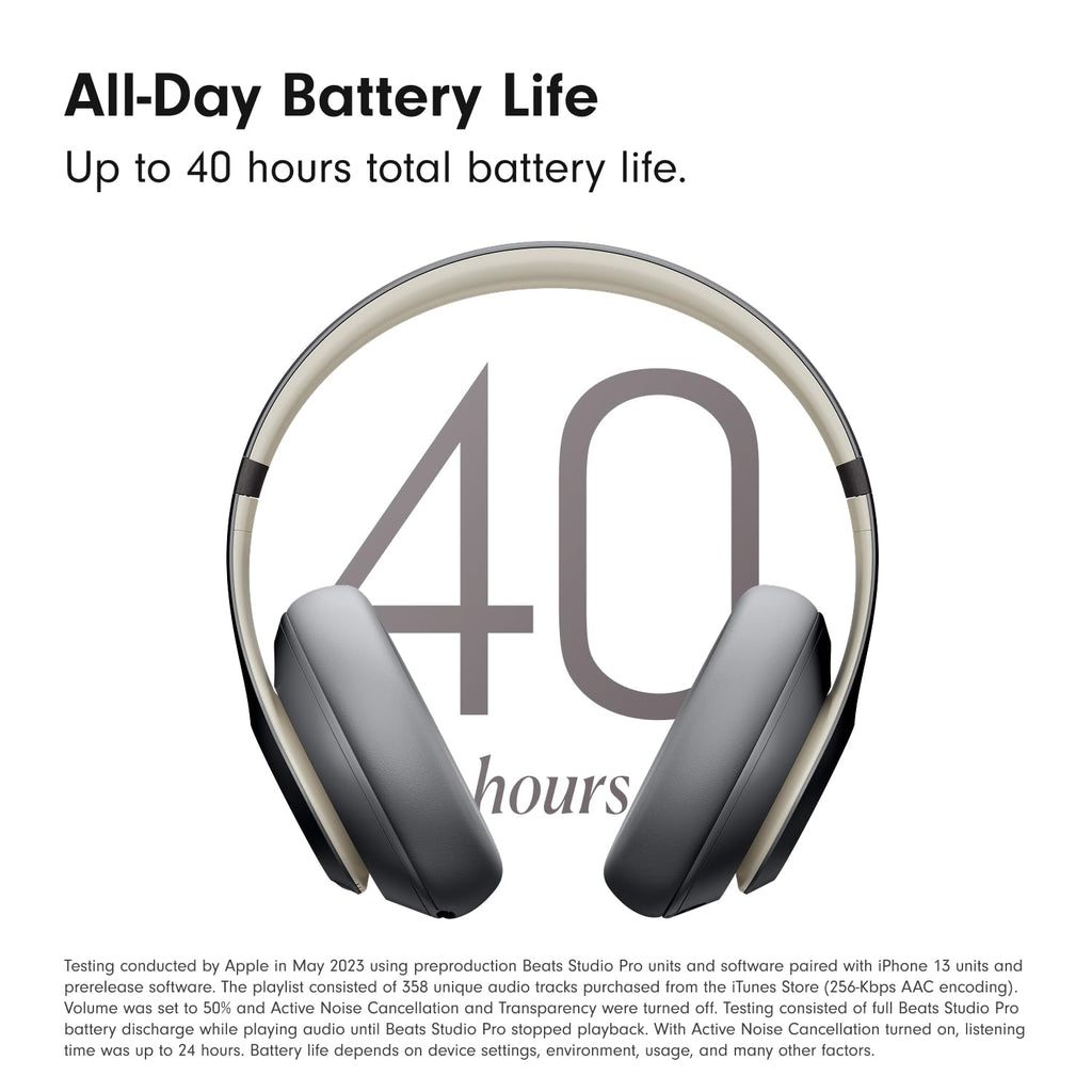 Beats Studio Pro Premium Wireless Over-Ear Headphones- Up to 40-Hour Battery Life, Active Noise Cancelling, Great for Travel & Commuting, Apple & Android Compatible - Exclusive Sand Gray