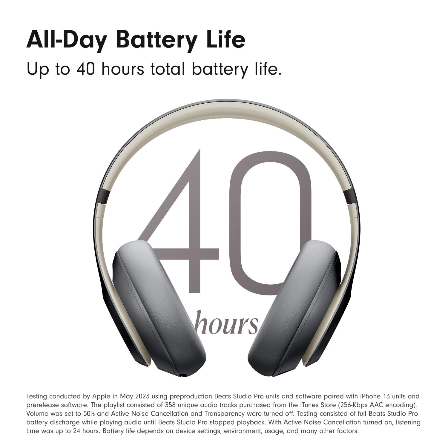 Beats Studio Pro Premium Wireless Over-Ear Headphones- Up to 40-Hour Battery Life, Active Noise Cancelling, Great for Travel & Commuting, Apple & Android Compatible - Exclusive Sand Gray