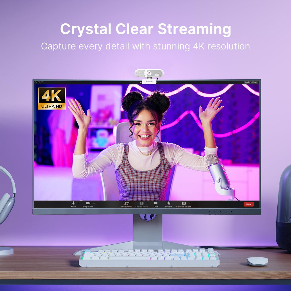 NexiGo N660P Pro 4K with autofocus, 1080p 60 FPS, microphones with noise reduction and white privacy