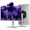 DJiEX 27 Inch 320Hz Gaming Monitor, 2K QHD 2560 x 1440P IPS Computer Display, HDR10, FreeSync, Height/Swivel/Tilt Adjustable Ergonomic Stand, 2*HDMI/2*DP, VESA Mountable, White