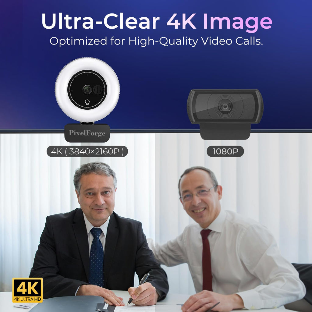 Webcam PixelForge 4K UHD with Sony sensor, PDAF autofocus, integrated light, AI microphones and privacy