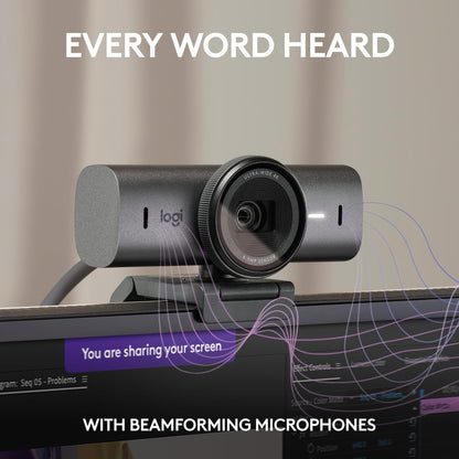 Logitech MX Brio 4K - Ultra HD Webcam for streaming and video calls, with 1080p at 60 FPS, Show Mode and compatibility with Zoom, Teams, Meet and Nintendo Switch 2. Graphite color.