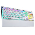 AULA F2088 Typewriter Mechanical Keyboard, White Retro Wired Gaming Keyboard with Blue Switches, Rainbow Backlit, Round Keycaps, Media Knob & Removable Wrist Rest