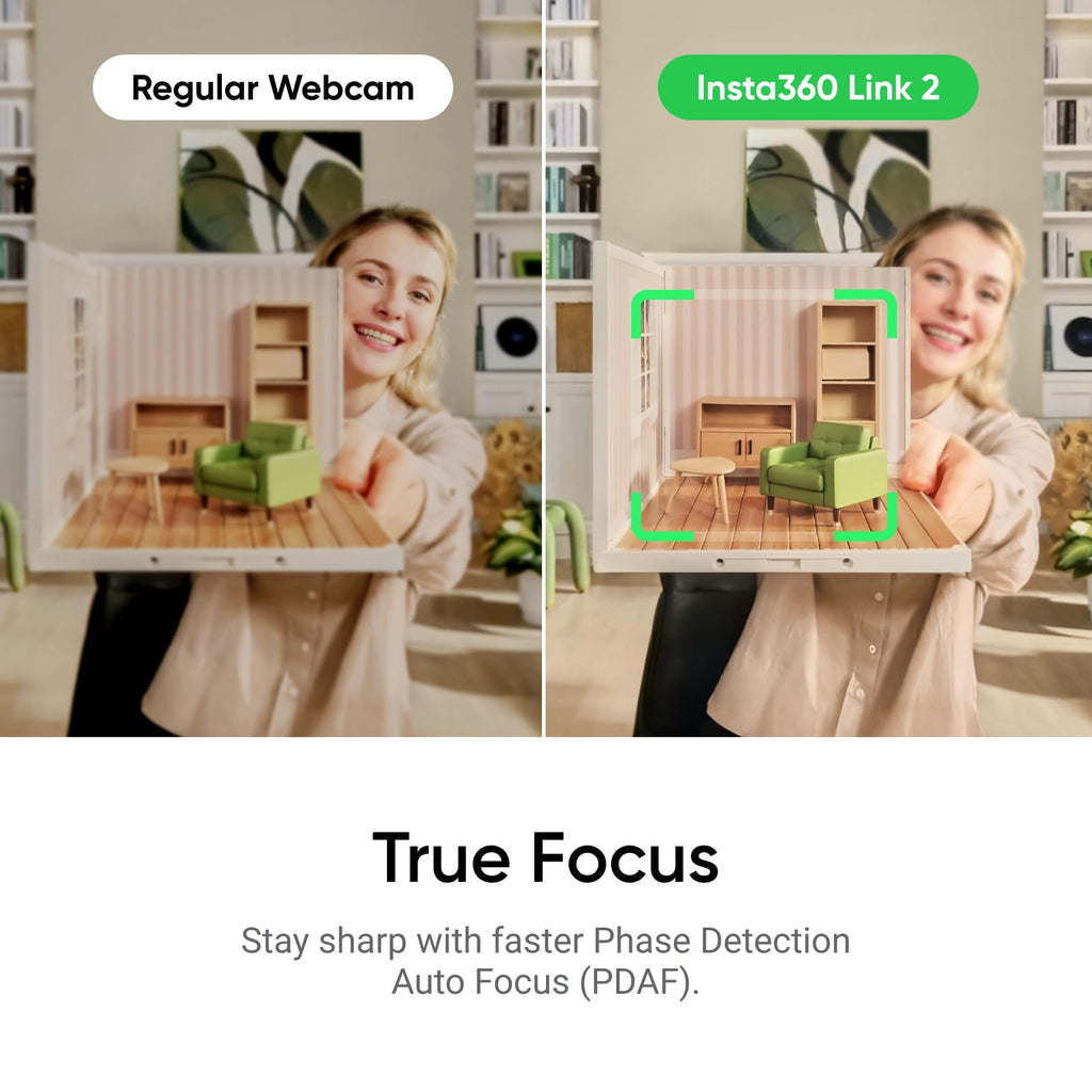 Insta360 Link 2: 4K PTZ webcam with AI tracking, HDR, noise-canceling microphone, and gesture control. Ideal for streaming, video calls, and gaming on PC and Mac.