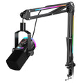 FIFINE Gaming Microphone Kit, XLR/USB Dynamic PC Microphone with Boom Arm for Podcast Recording, RGB Streaming Mic Set, Tap-to-Mute, Mix Control, Headphone Jack-AmpliGame AM8PROT