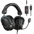 FIFINE Wired Gaming Headset, Gamer Headset with 3.5mm and USB Dual Connectivity, 7.1 Surround Sound, Tuned 50mm Drivers, Detachable Mic, Over-Ear Headphones for PC/PS5/Xbox, Black-AmpliGame H9