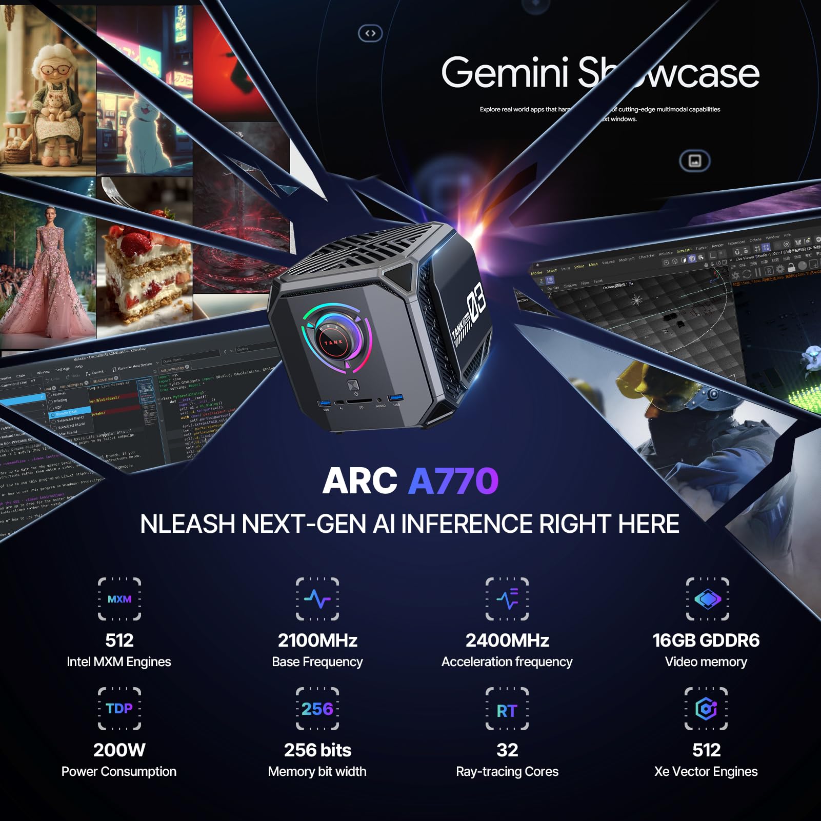 ACEMAGIC M1A Pro AI Mini PC Workstation Windows 11 Pro Intel Core i9-13900HK Discrete ARC A770 GPU 32GB DDR5 1TB Mini Computer PCIe4 SSD, 54W TDP Mini Gaming PC, 6-Display 8K, USB4, WiFi6E/2.5G LAN