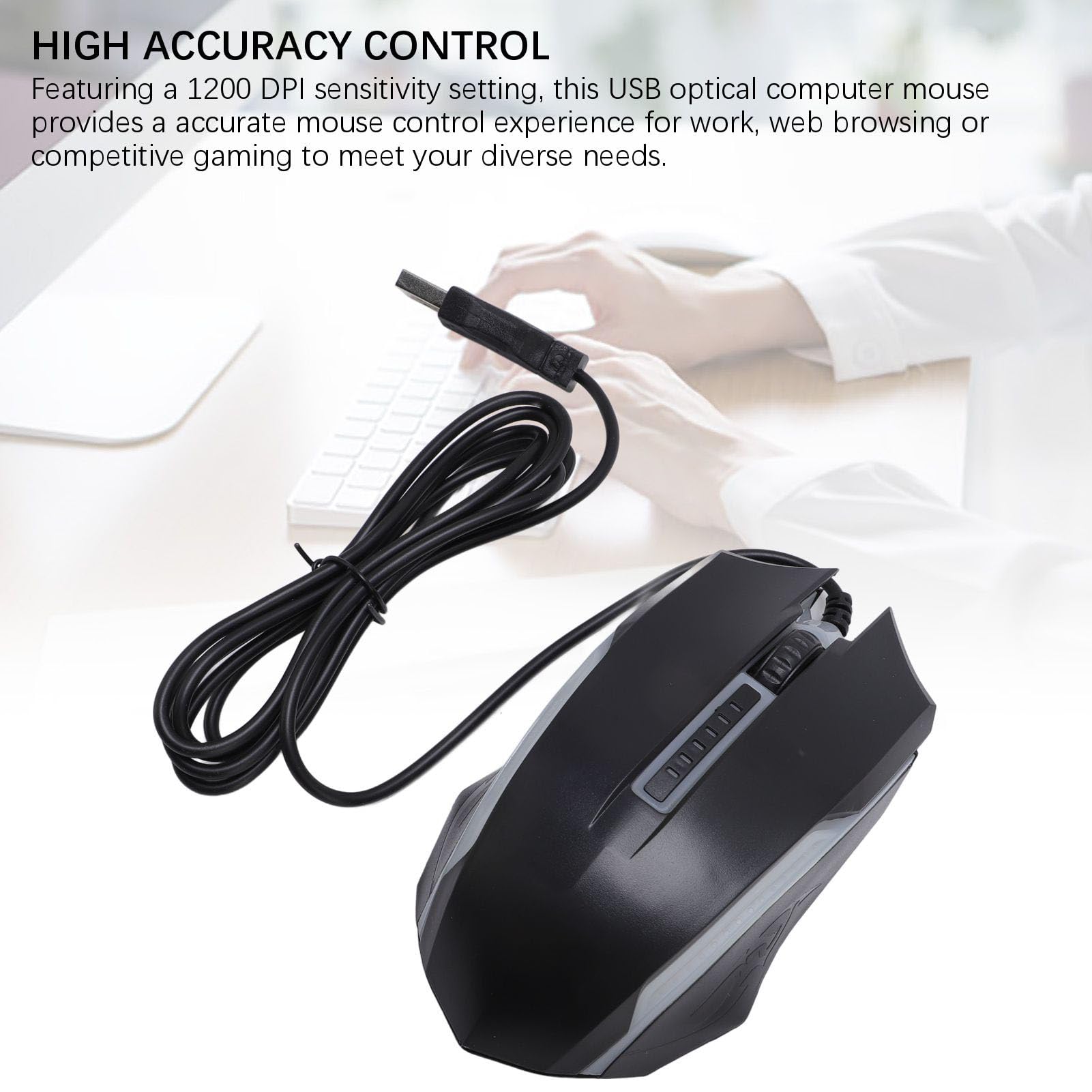 RGB Gaming Mouse, Wired USB Computer Mouse with Colorful Lighting, Ambidextrous Comfortable Grip for PC, Laptop, Office & Starter Gaming, 1200 DPI