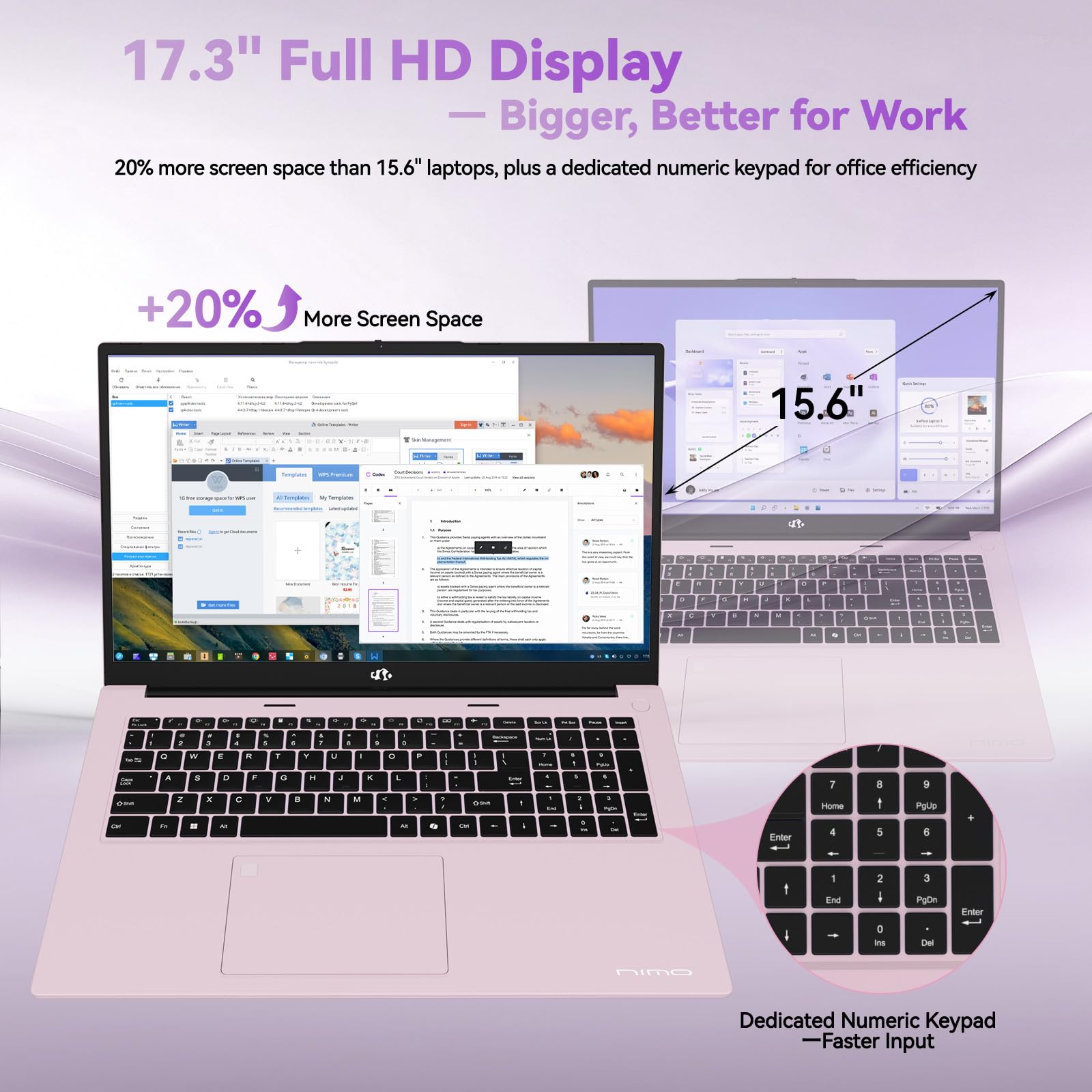 NIMO 2026 Laptop, 8 Cores AMD R7 7735HS 32GB DDR5 RAM 1TB SSD (Up to 4.75GHz, Beat i7-12650H) Gaming Laptop with Radeon 680M GPU, 17.3" IPS FHD Large Screen, 180° Open Angle, Webcam, Type-C, Wi-Fi 6E