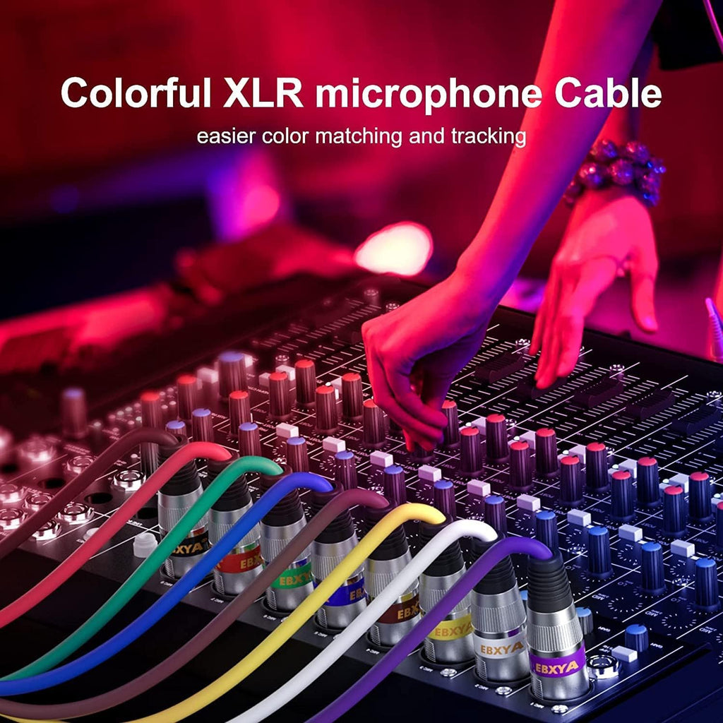 EBXYA XLR Cable 50 Feet - DMX Cable with 3 Pins Balanced Shielded XLR Male to Female Mic Cable Cords (4 Colors)