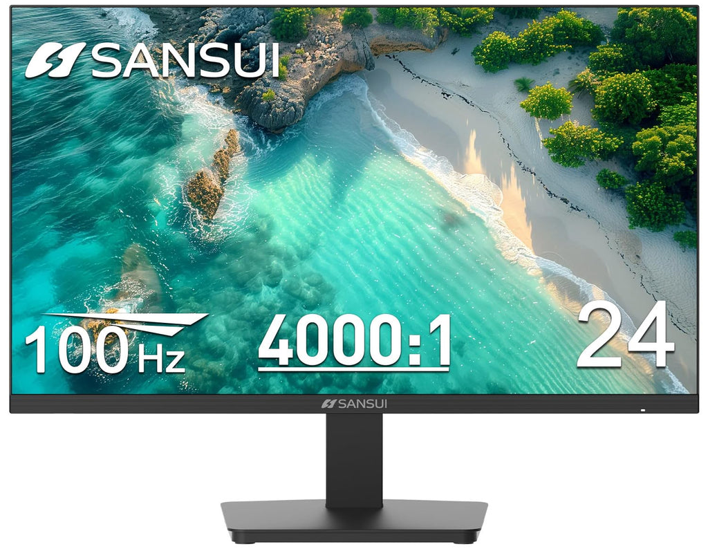 SANSUI Monitor 24 inch 100Hz Computer Monitor丨FHD 1080P PC Monitor丨HDMI丨FreeSync丨HDR丨Earphone Jack丨 Ergonomic Tilt for Home and Office