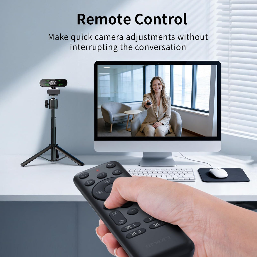 EMEET NOVA 4K Dual-Camera 4K Webcam for PC, Wide-Angle and Telephoto Cameras, Max 11X Hybrid Zoom, PDAF Focus, Remote Control, RGB Lights, Webcam with Microphone for Business or Personal Online Calls
