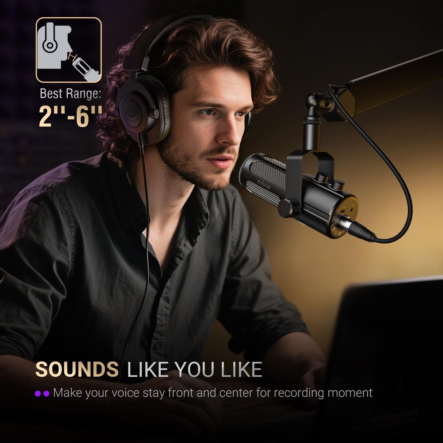 FIFINE Podcast Microphone, USB/XLR Vocal Dynamic Microphone for Streaming, Recording, Broadcast, Content Creator, Studio Microphone for PC with Mute Button, Headphone Monitoring-AmpliTank TANK6