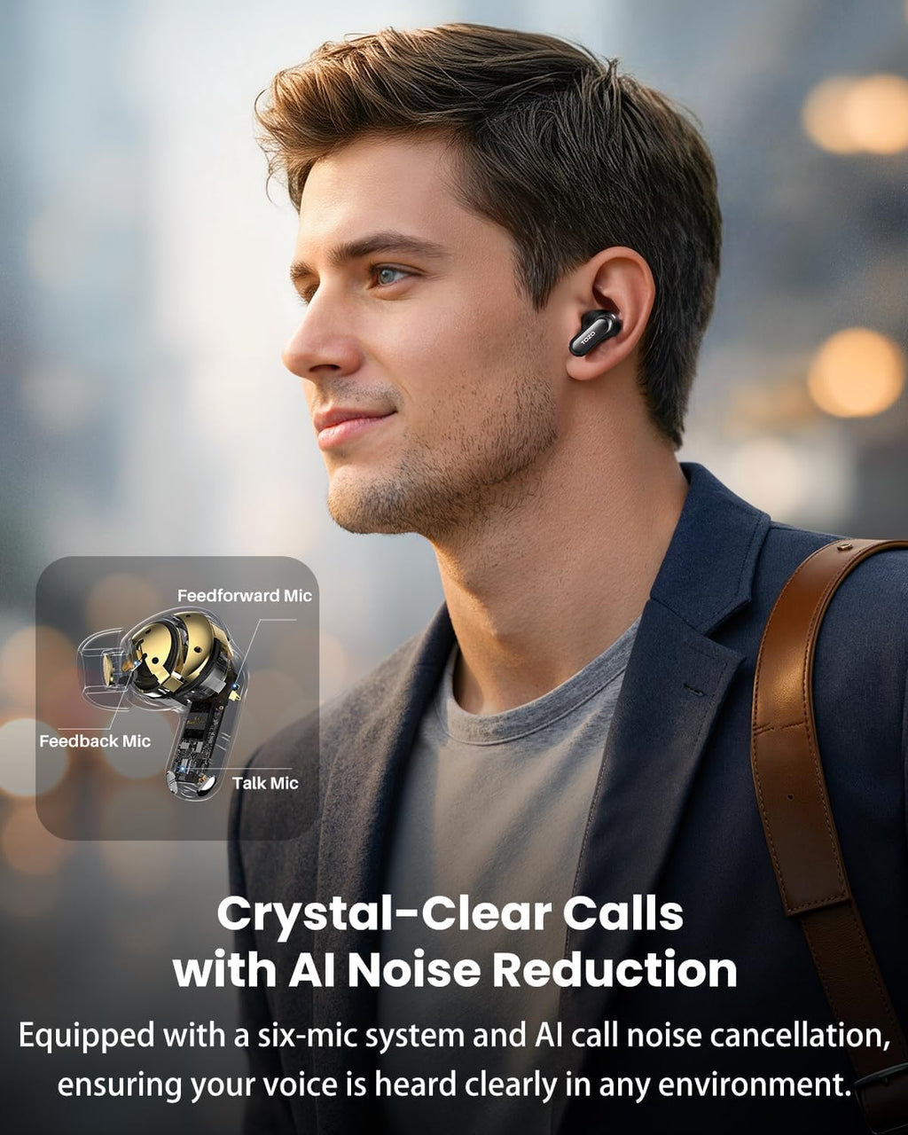 TOZO NC20 Pro Active Noise Cancelling Wireless Earbuds with Smart Touch Screen, LDAC Hi-Res Audio, Stereo Bass, 6 Mics AI Call Ear Buds, 80H Playtime, IPX8 Waterproof, 32 EQ via App, Wireless Charging