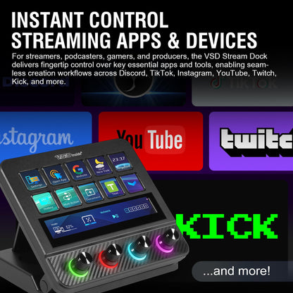 VSDINSIDE Macro Pad, Streaming Deck Stream Controller Soundboard Keypad, Programmable Keys USB Shortcut Keyboard for Gamer Streamer, Audio Mixer for OBS, YouTube, Office Desk Setup, PC, Mac