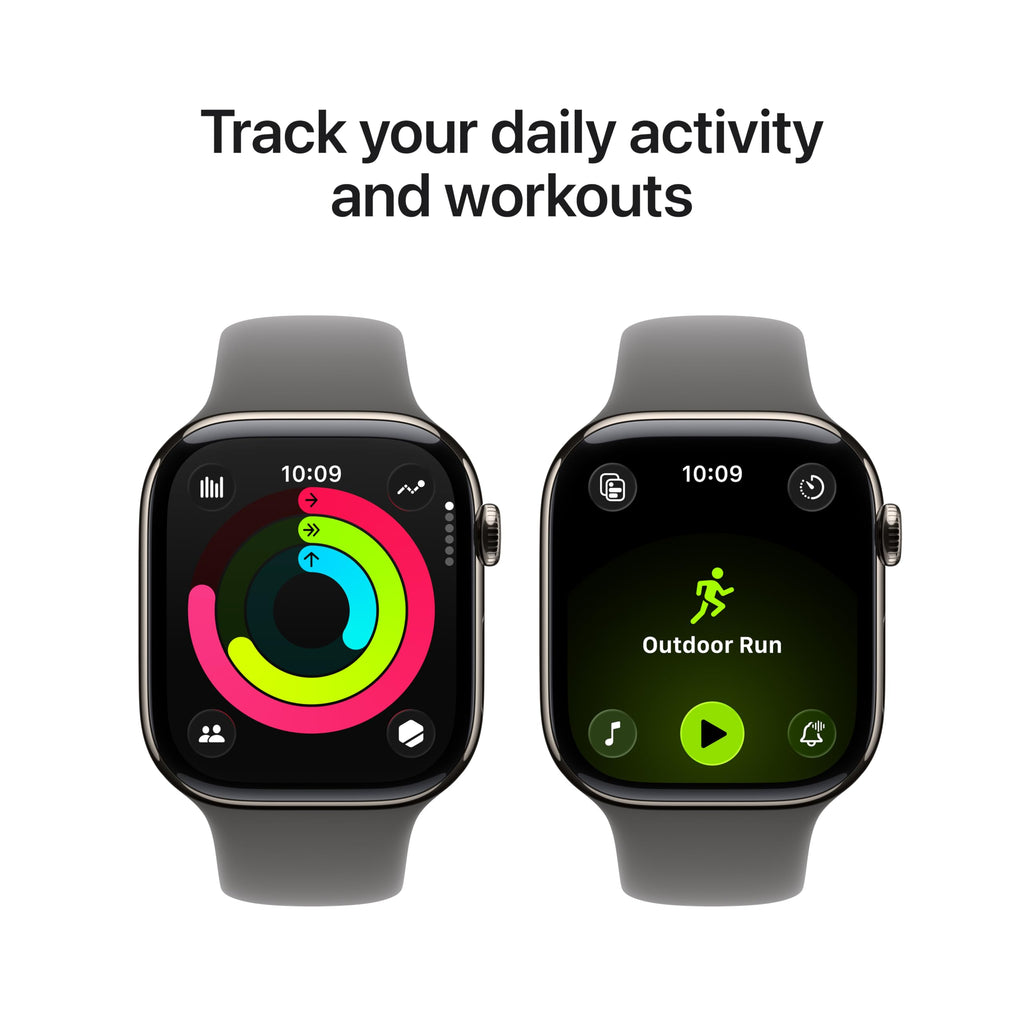 Apple Watch Series 11 [GPS + Cellular 46mm] Smartwatch with Natural Titanium Case with Stone Gray Sport Band - M/L. Sleep Score, Fitness Tracker, Health Monitoring, Always-On Display, Water Resistant