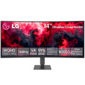 LG 34 Inch UltraWide Curved Monitor, WQHD (3440 x 1440), 144Hz, AMD FreeSync Premium, HDR10, 99% sRGB, Dual Controller (KVM Switch), USB Type-C, HDMI, DisplayPort, Height/Tilt Adjustable Stand, Black