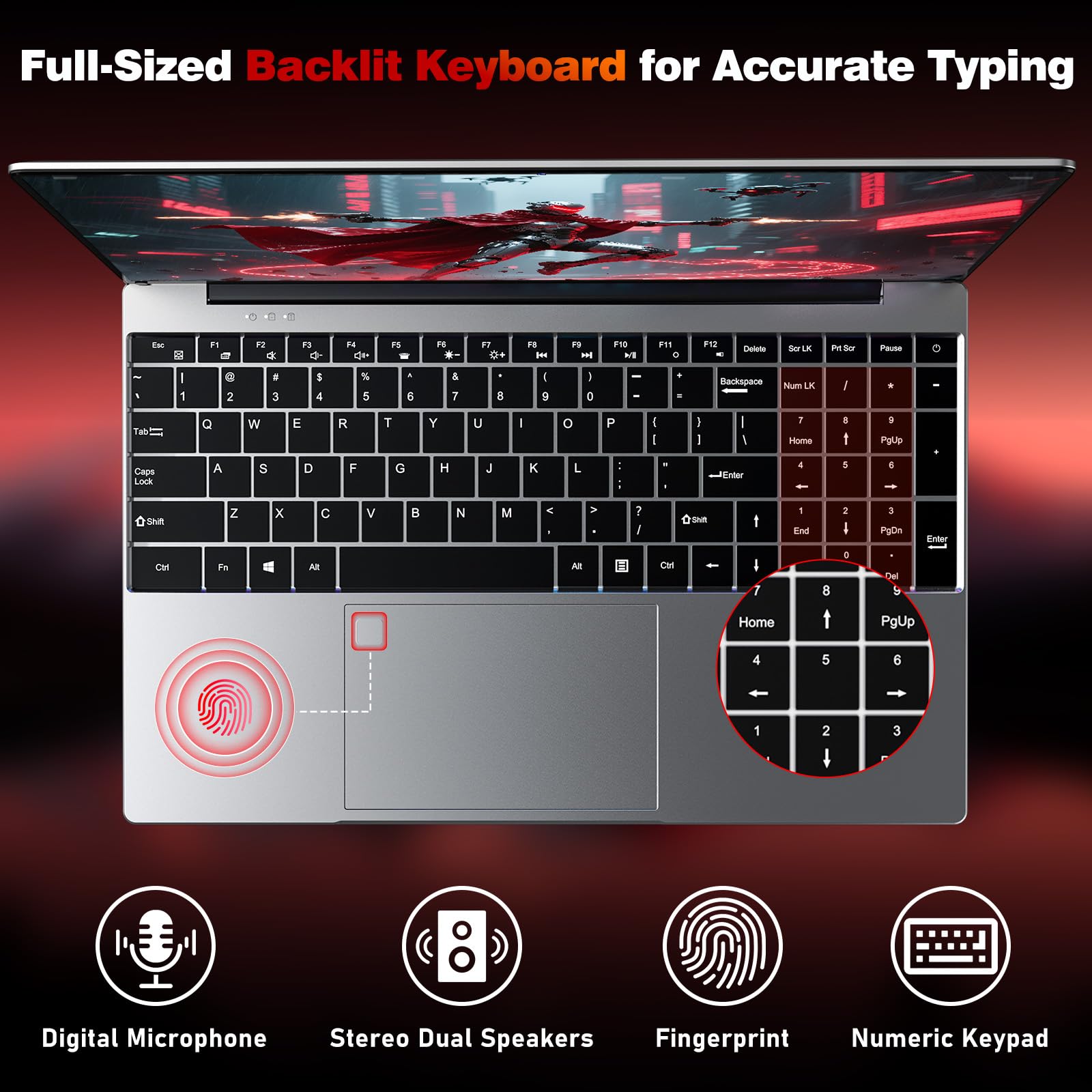 NAIKLULU Gaming Laptop Computer, Lap Top PC 2026 Window 11 pro, 16GB RAM 1TB SSD, Ryzen 5 7430U (up to 4.3Ghz, Beat 5700U), Backlit Keyboard, IPS 1920 * 1080 FHD Display, WiFi 5, BT5.0, Fingerprint