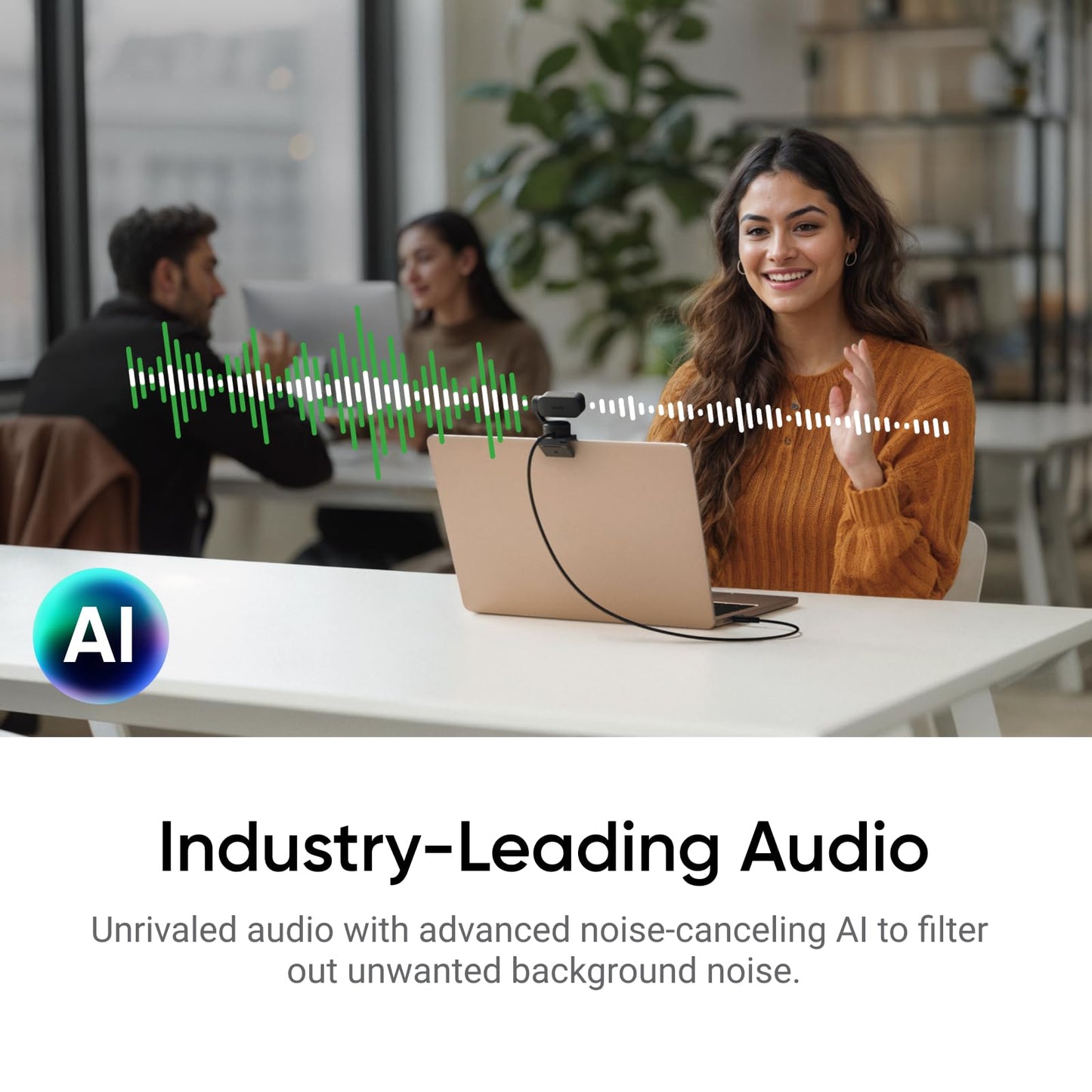 Insta360 Link 2: 4K PTZ webcam with AI tracking, HDR, noise-canceling microphone, and gesture control. Ideal for streaming, video calls, and gaming on PC and Mac.